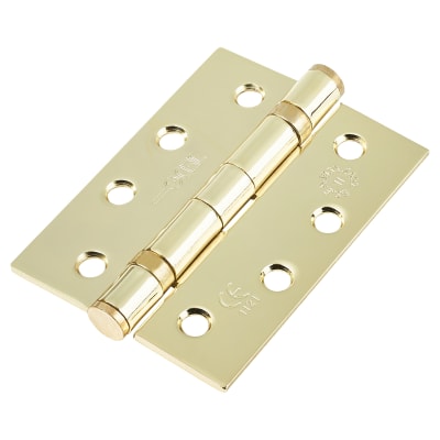 Twin Ball Bearing Steel Grade 11 Butt Fire Door Hinge - 102 x 76 x 2.7mm - Pol Brass - Pair