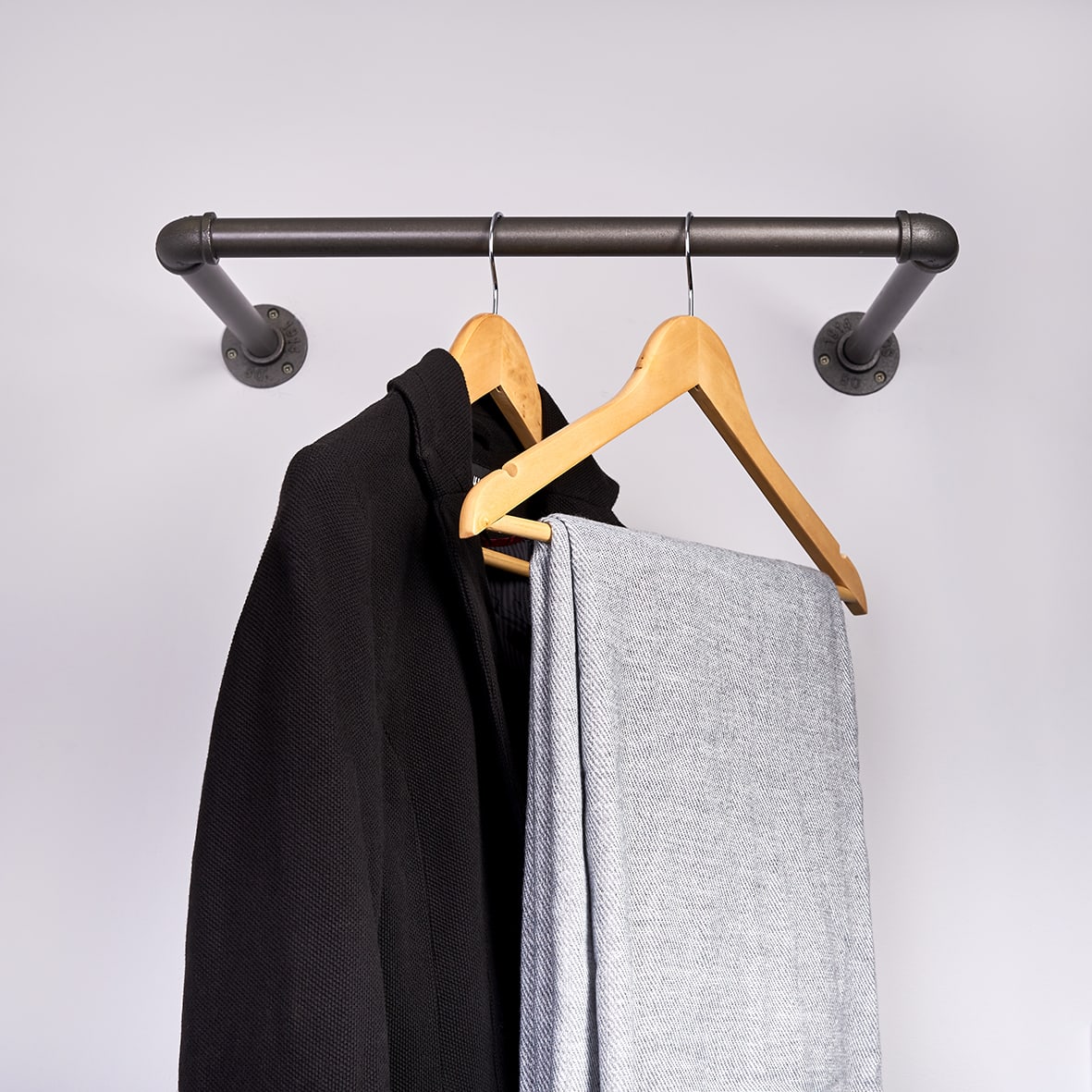 3/4" Single Pipe Wardrobe Rail Kit - Grey