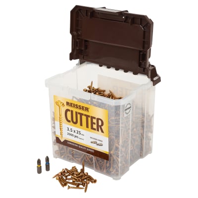 Cutter Pozi Countersunk Wood Screws Tub - 3.5 x 25mm - Yellow Zinc - Pack of 2000