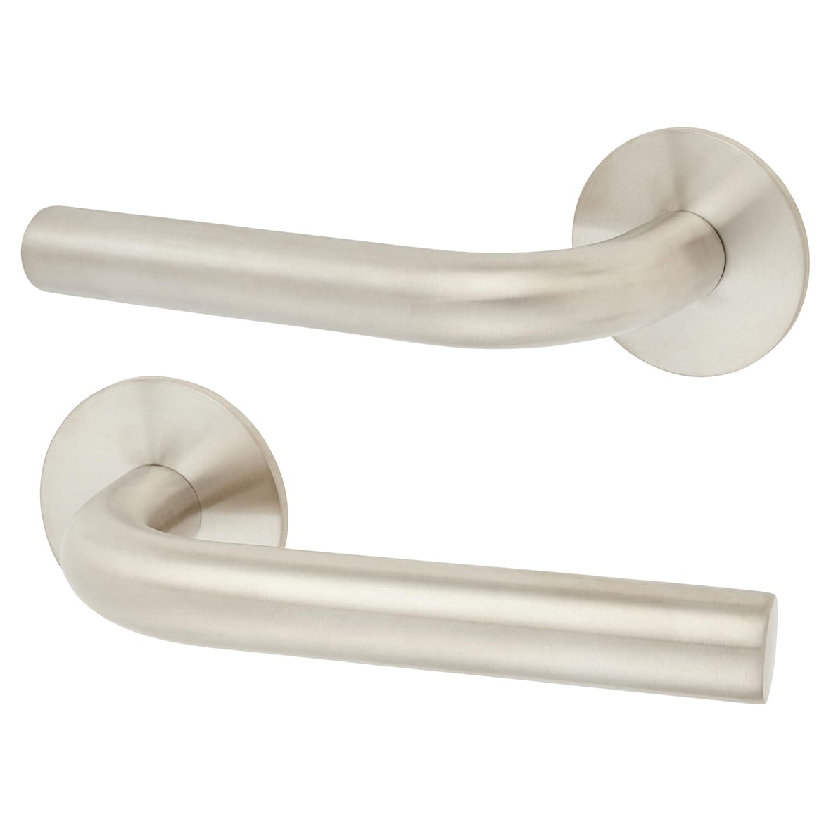 Satin Stainless Steel Door Handles on Round Slim Rose - Schema Syfte Range