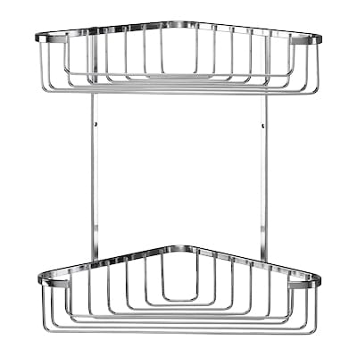 Wirework Large Corner Shower Basket - Two Tier - 305 x 275 x 165mm - Mild Steel