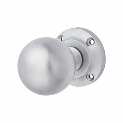 Satin Chrome Victorian Ball Mortice Door Knob - 61mm Rose Diameter