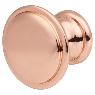 Rim Round Cabinet Knob - 30mm Diameter - Bright Copper