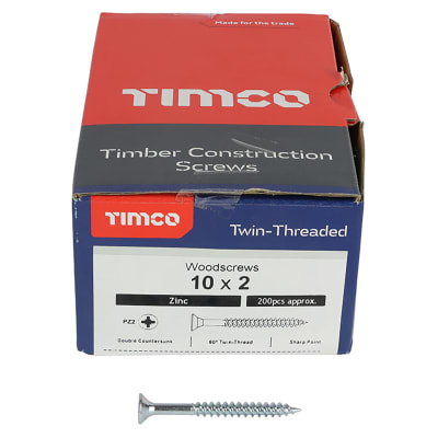 Twin Threaded Pozi Round Head Wood Screws - 10 x 2" - Pack of 200