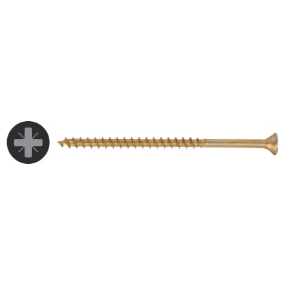 Yellox Pozi Countersunk Wood Screws - 5.0 x 90mm - Yellow Zinc - Pack of 100
