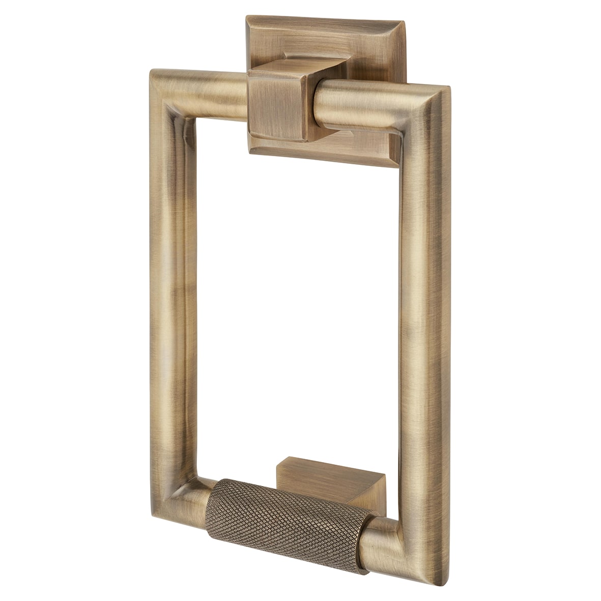 Rectangular Knurled Door Knocker - Antique Brass - 145 x 100mm
