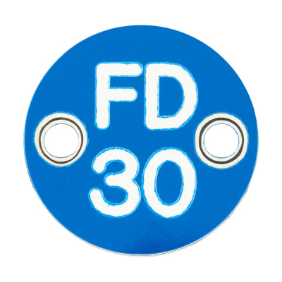 Fire Door Sign - Drilled - 25mm Diameter - Rigid Plastic - Blue