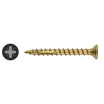 II Stick Fit PoziSquare Countersunk Wood Screws - 4.0 x 25mm - Yellow Zinc - Pack of 200