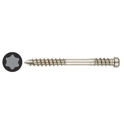 T-Star Plus Cylindrical Head Decking Screw - 6 x 50mm - A4 Stainless Steel - Pack of 100