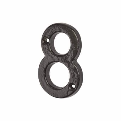76mm Screw Fix Door Numeral - 8 - Metalized Antique Black Iron