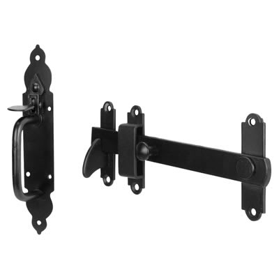 Heavy Duty Gothic Suffolk Gate Thumb Latch - 255 x 50mm - Epoxy Black