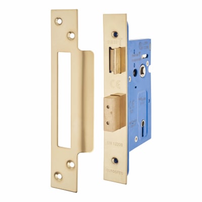 Architectural Bolt Through 3 Lever Sashlock - 65mm Case - 44mm Backset - PVD Brass