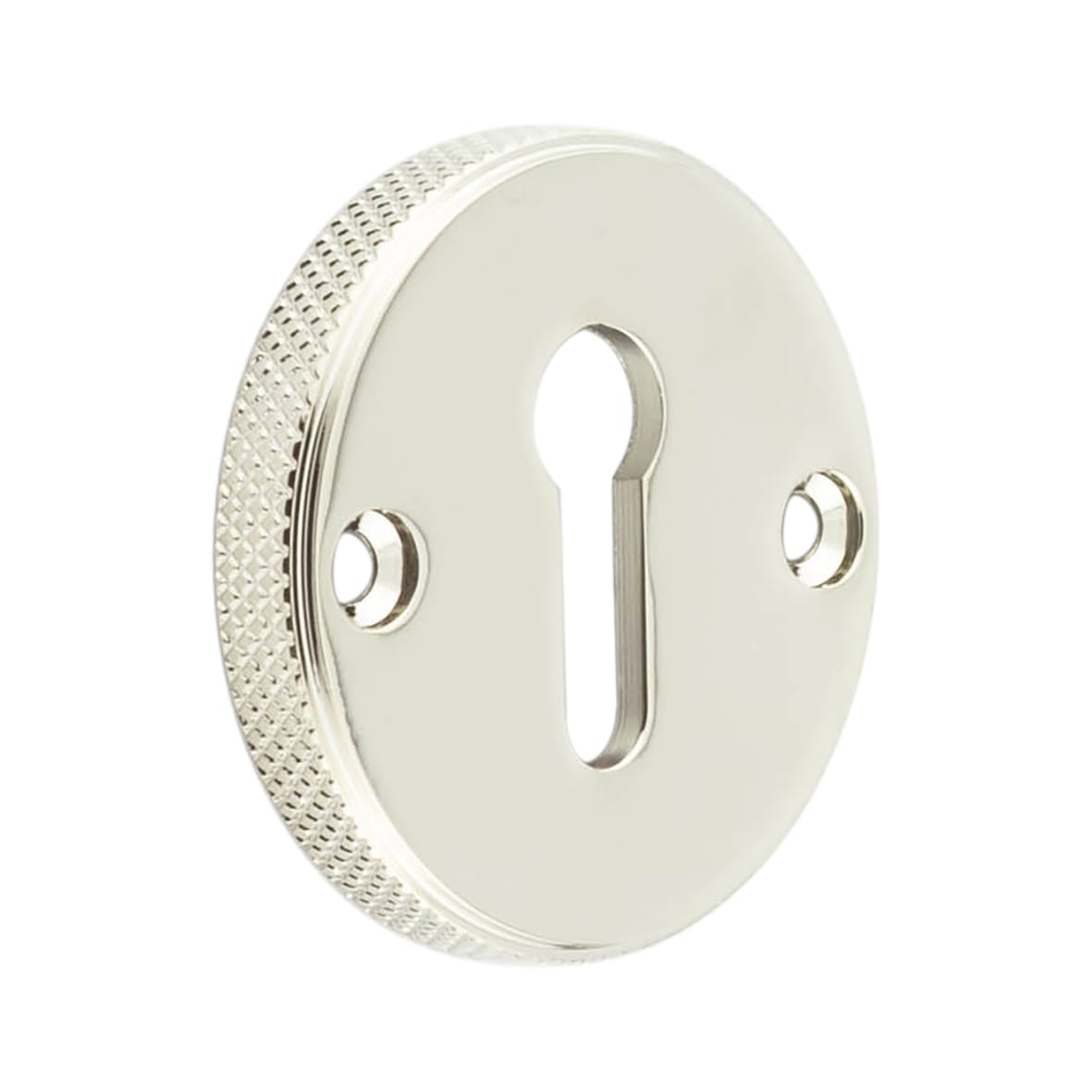 Westbourne Knurled Escutcheon - 40mm Diameter - Keyhole - Polished Nickel