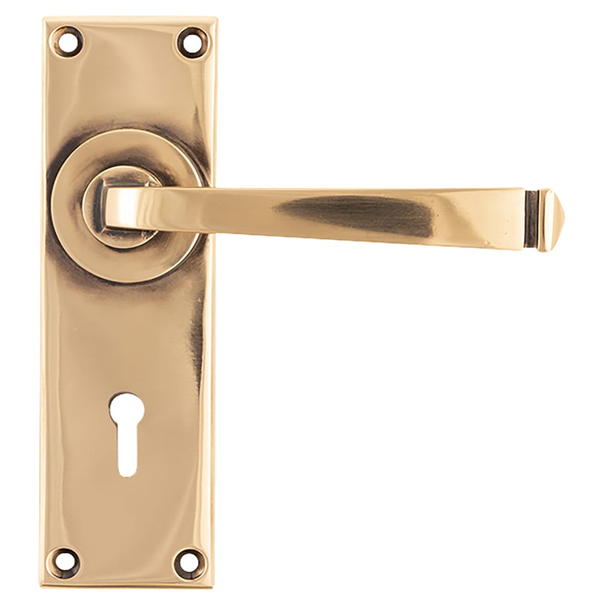 Polished Bronze Keyhole Door Handles - Avon Range - 152 x 48mm