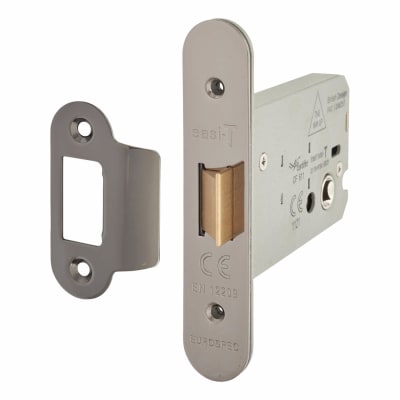 Heavy Duty Bolt Through Flat Latch - 104mm Case - 82mm Backset - Radius - Black Nickel