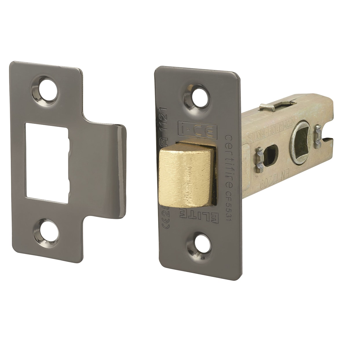 Bolt Through Tubular Latch - 63mm Case - 45mm Backset - Square - Black Nickel