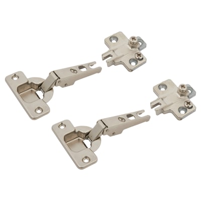 Slide On MODUL Cabinet Hinge Pack - 100° - Sprung - Overlay - Zinc Plated - Pair
