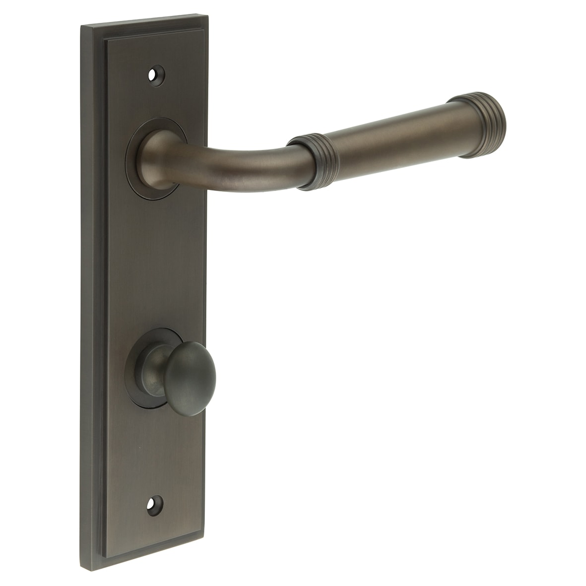Dark Bronze Fire Rated DIN Bathroom Door Handles - Highgate - Inner 1 - 200 x 55mm