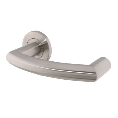 Satin Stainless Steel Styled Return to Door Handles on Round Rose