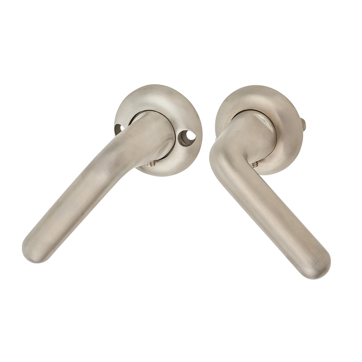Satin Stainless Steel Anti-Ligature Door Handles on Rose - Ultra Range