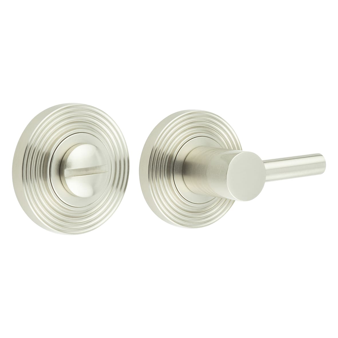 Easy Turn & Release with Reeded Rose - 50mm Diameter - Satin Nickel