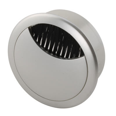 Round Cable Tidy Grommet - 60mm Hole Size - Silver - Pack of 10