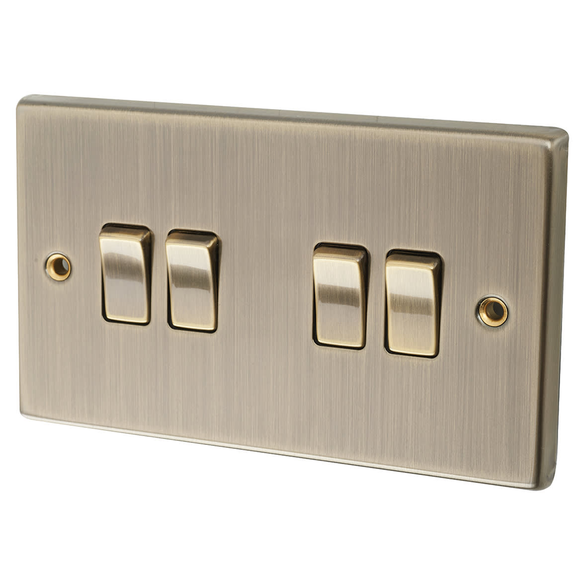 10AX 4 Gang 2 Way Light Switch - Antique Brass