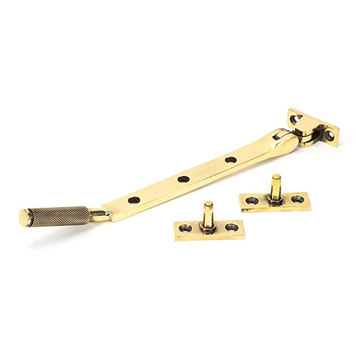 Brompton Knurled Casement Window Stay - 8"/200mm Length - Aged Brass