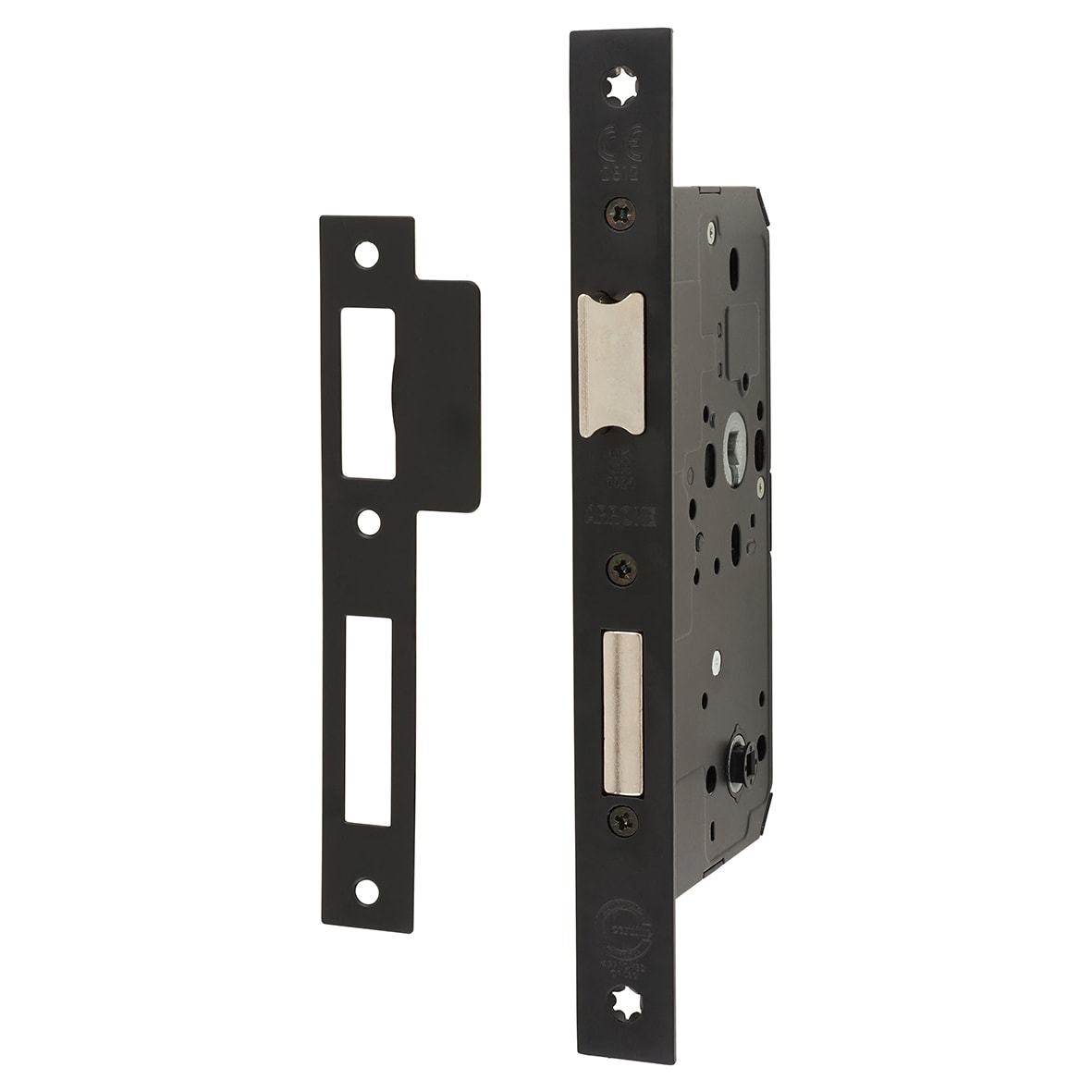 DIN Bathroom Lock - 88mm Case - 60mm Backset - Square - Matt Black