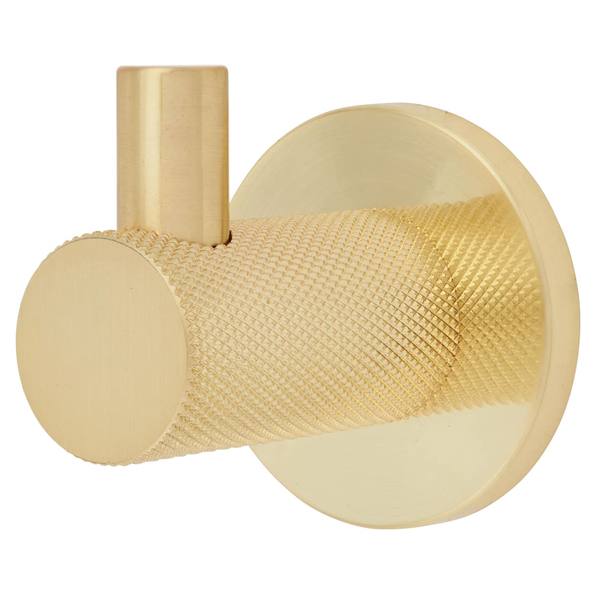 Knurled Single Coat Hook - 50 x 25mm - Satin Brass