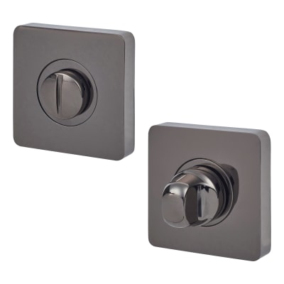 Square Bathroom Turn & Release - 52mm Diameter - Black Nickel