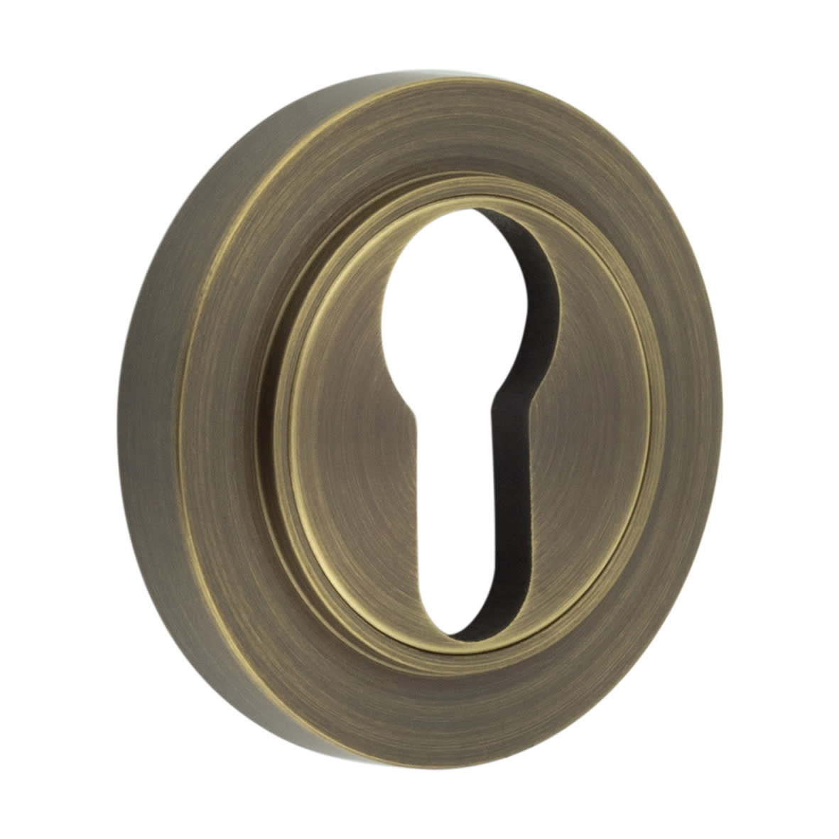 Escutcheon on Plain Rose - 53mm Diameter - Euro - Antique Brass