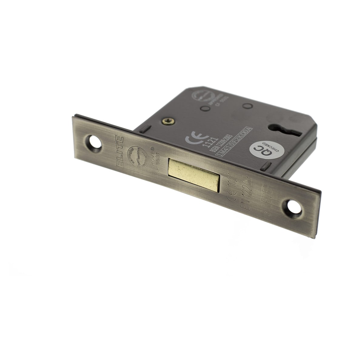 3 Lever Deadlock - 77mm Case - 57m Backset - Antique Brass