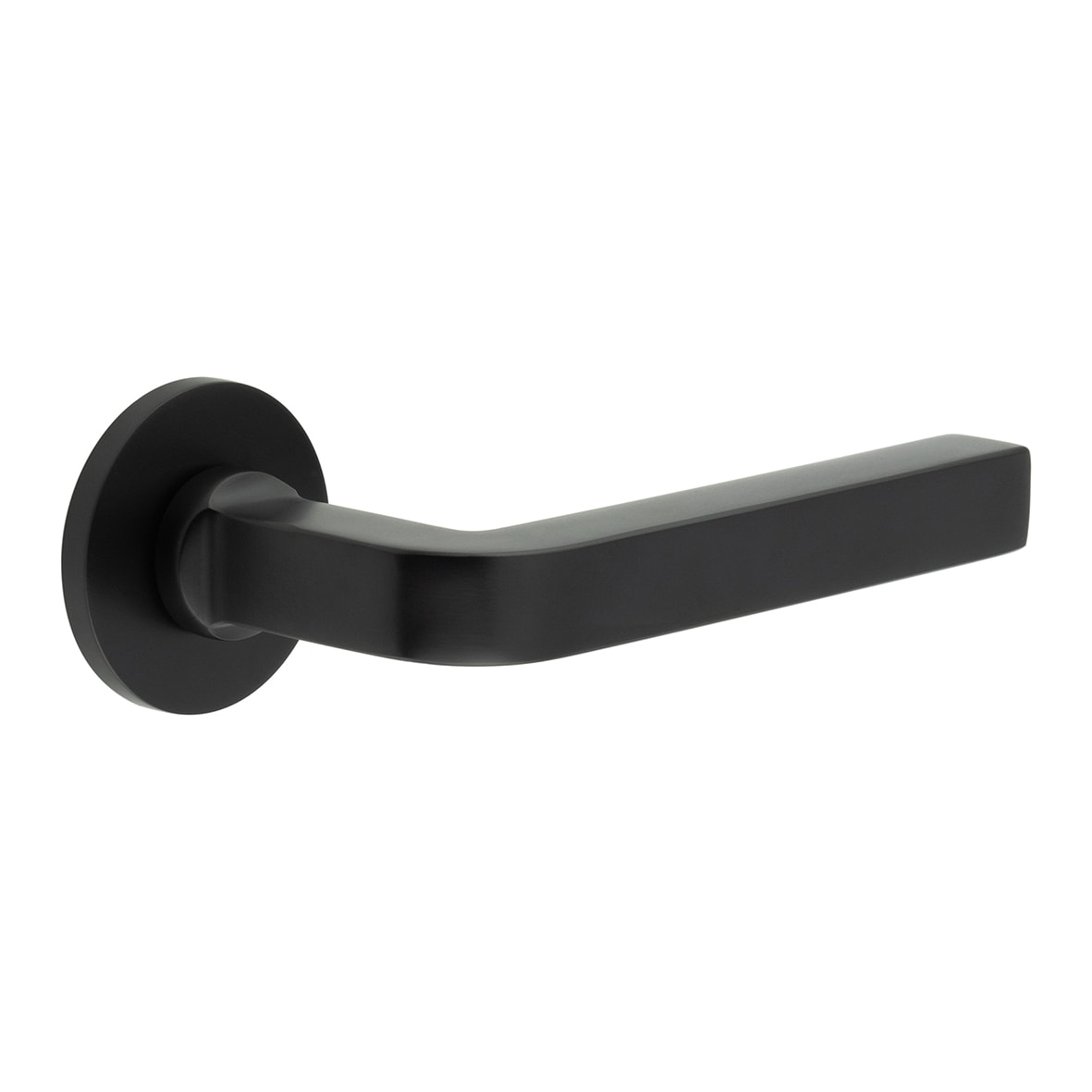 Black Unsprung Fire Rated Door Handles on Round Rose - CR-104 Range