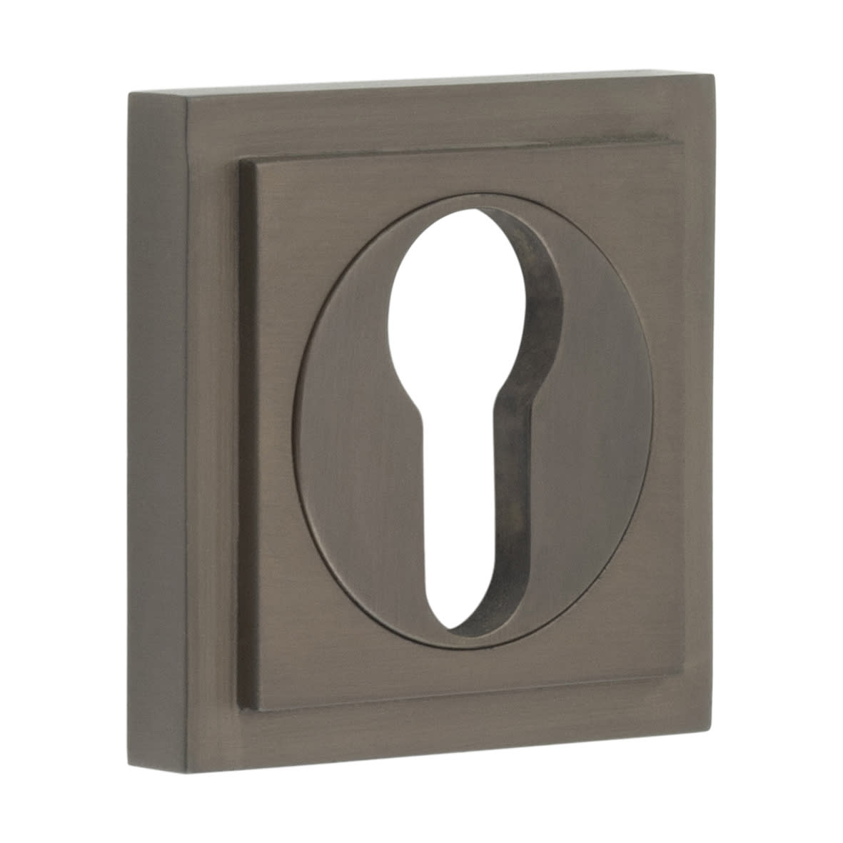 Square Escutcheon on Stepped Rose - 52 x 52mm - Euro - Dark Bronze