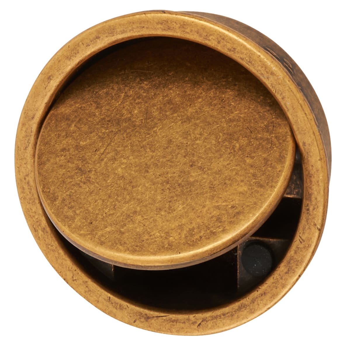 Jarrow Circular Flush Cabinet Pull Handle - 51mm Diameter - Antique Brass