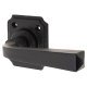 Smooth Black Door Handles on Square Rose - Avon Range