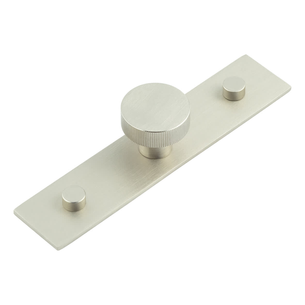 Thaxted Lines Round Cabinet Knob on Plain Backplate - 30mm Diameter - Satin Nickel