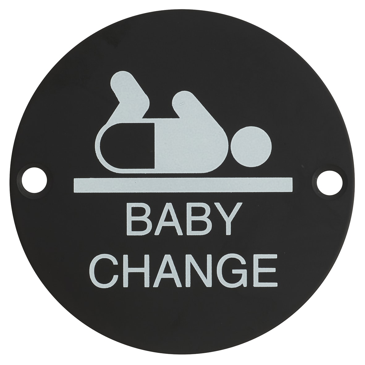 Baby Change Door Sign - 75mm Diameter - Matt Black