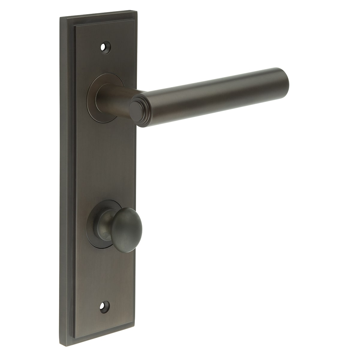 Dark Bronze Fire Rated DIN Bathroom Door Handles - Richmond - Inner 1 - 200 x 55mm