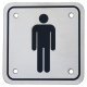 Mens Square Toilet Door Sign - 95 x 95mm - Stainless Steel