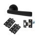 Matt Black Latch Door Handles on Rose Pack - Ivy Range