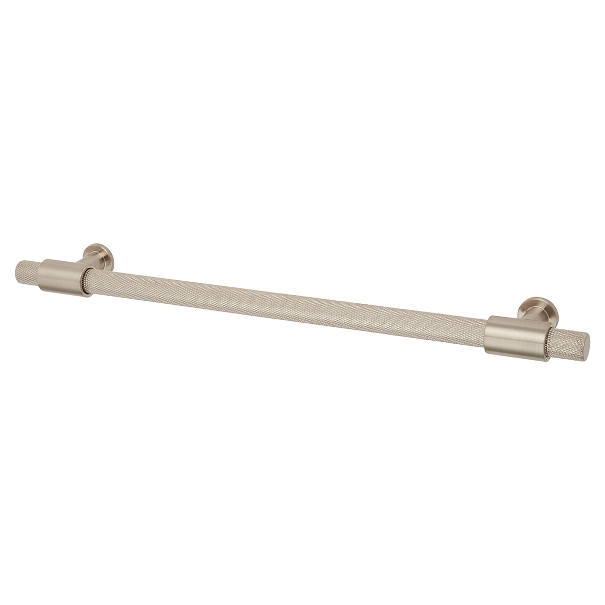 Falmouth 12mm Knurled T-Bar Cabinet Pull Handle - 224mm Centres - Satin Nickel