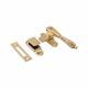 Reeded Mortice & Hook Plate Casement Window Fastener - Reversible - Polished Brass