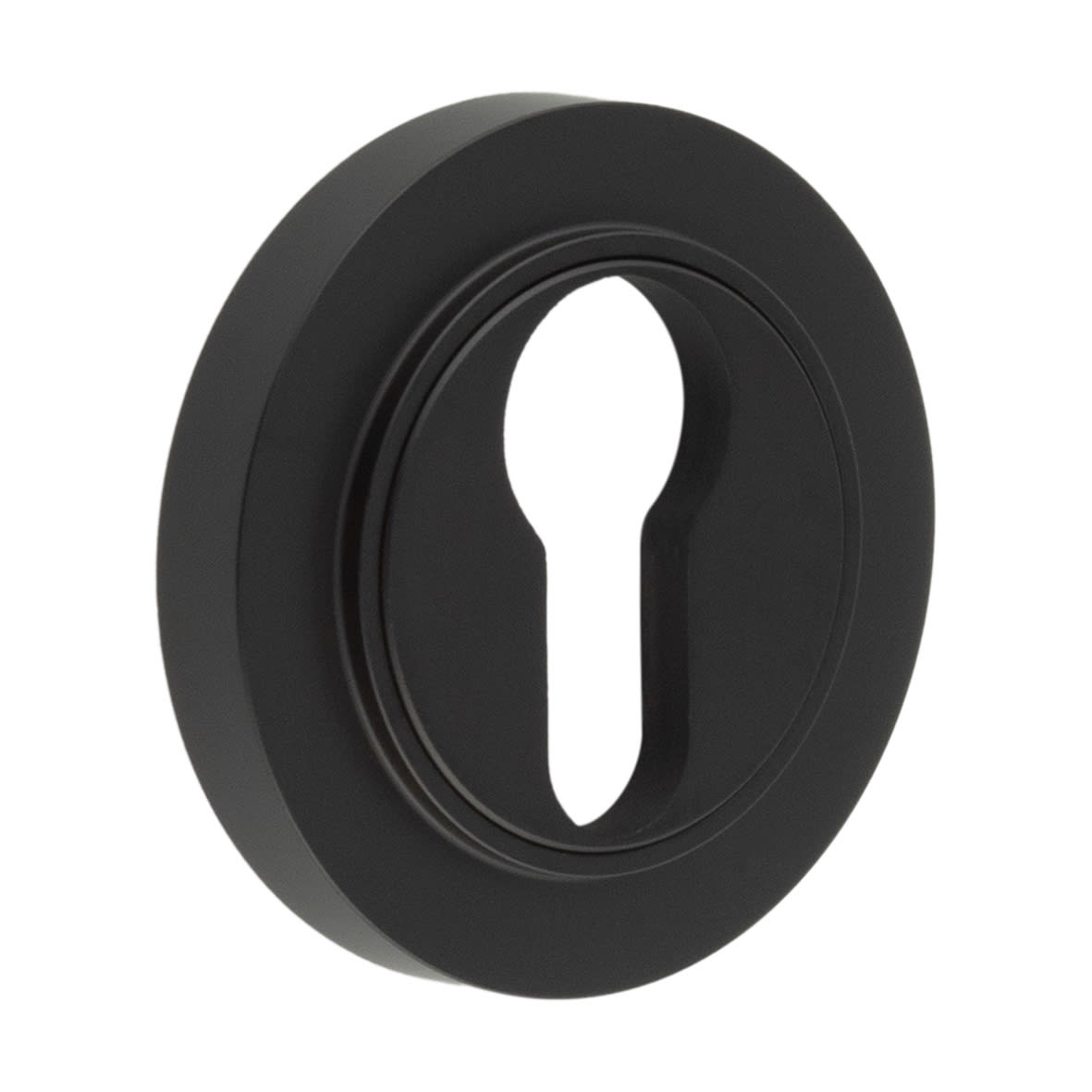Escutcheon on Plain Rose - 53mm Diameter - Euro - Black