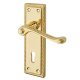 Polished Brass Budget Rope Edge Scroll Keyhole Lock Door Handles - Mia Range - 145 x 48mm