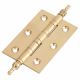 Finial Washered Butt Door Hinge - 75 x 50 x 2mm - Polished Brass - Pair