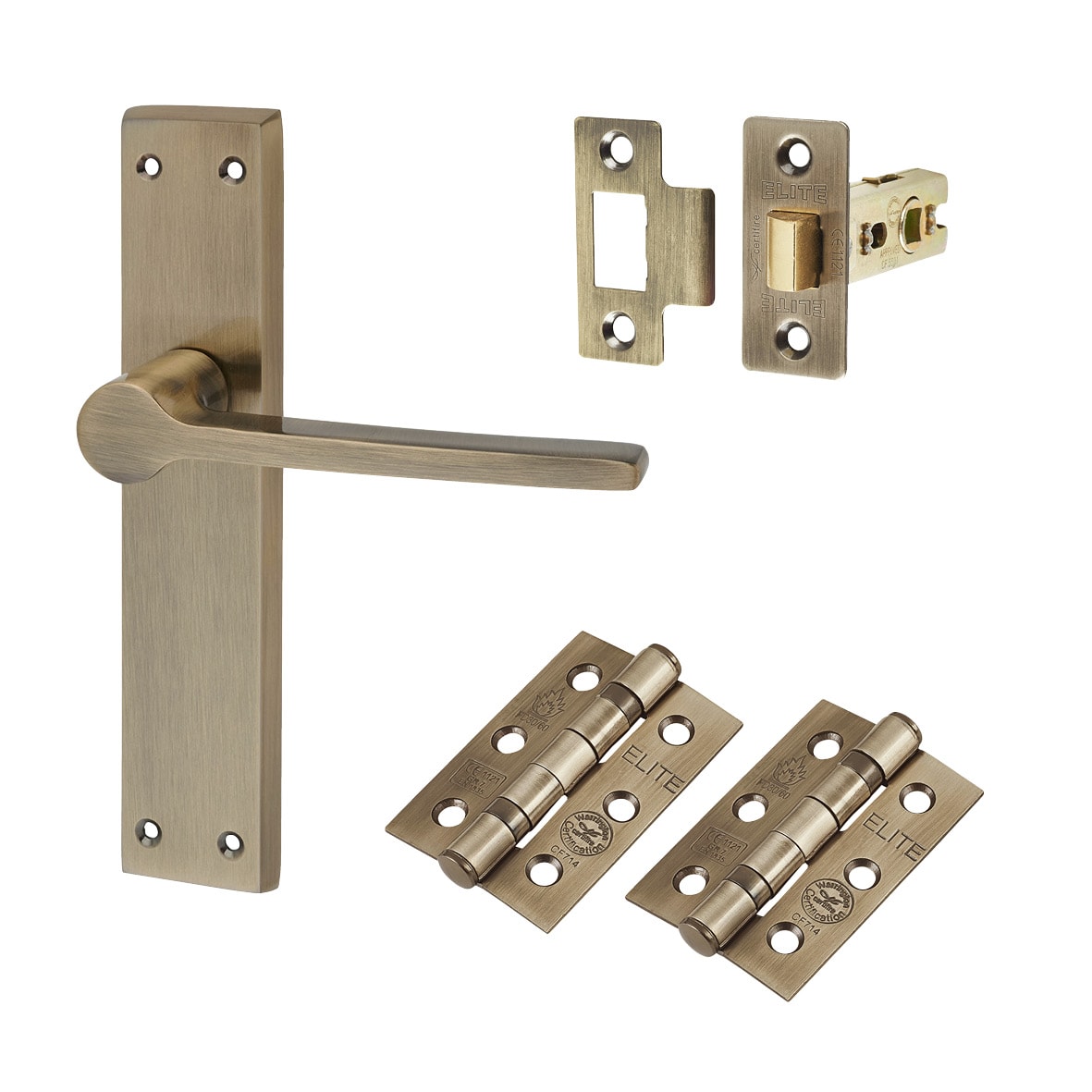Antique Brass Latch Door Handles Pack - Farley Range