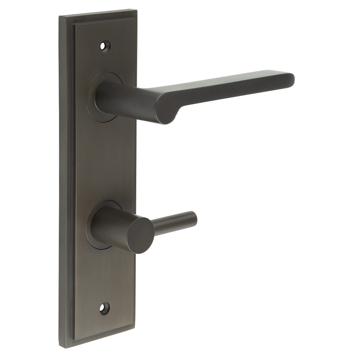 Dark Bronze Fire Rated DIN Bathroom Door Handles - Fitzrovia - Inner 3 - 200 x 55mm