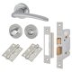 Satin Chrome Bathroom Lock Door Handles on Rose Pack - Eloise Range